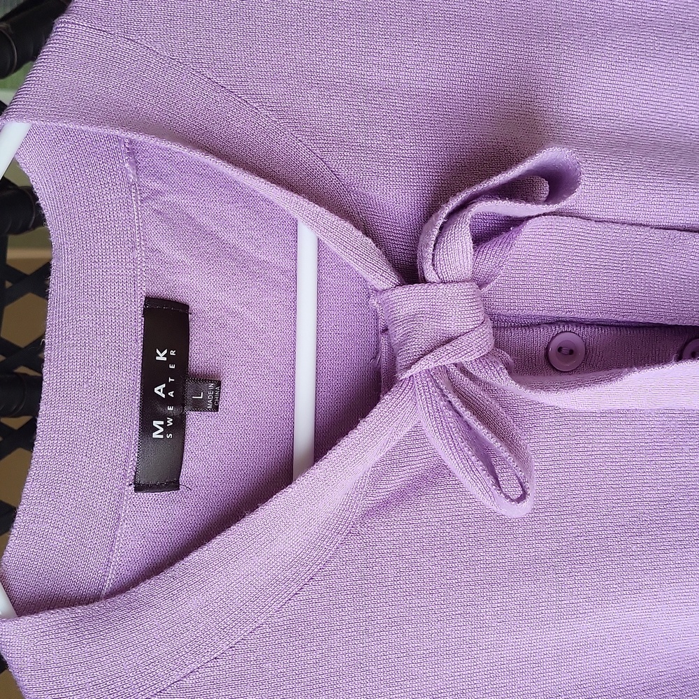Lilac Tie-Bow Mak Cardigan Sweater View 2
